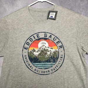 Eddie Bauer T Shirt Adult size Large Gray Short Sleeve Mens Mountain Tee NEW